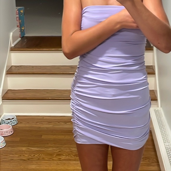 Cheryl Creations Light Purple Body Con Ruched Dress - Picture 3 of 3